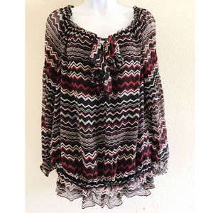 Plus Size 1x Red/Black Blouse